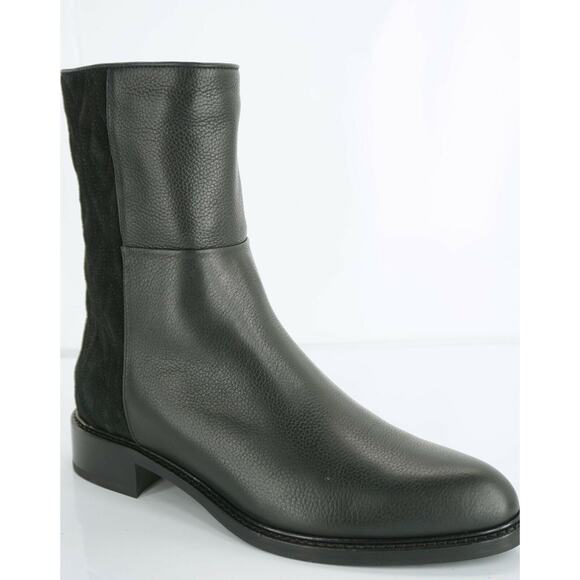 Aquatalia Black Suede Back Leather Gabrina Biker Ankle Boots Size 36.5